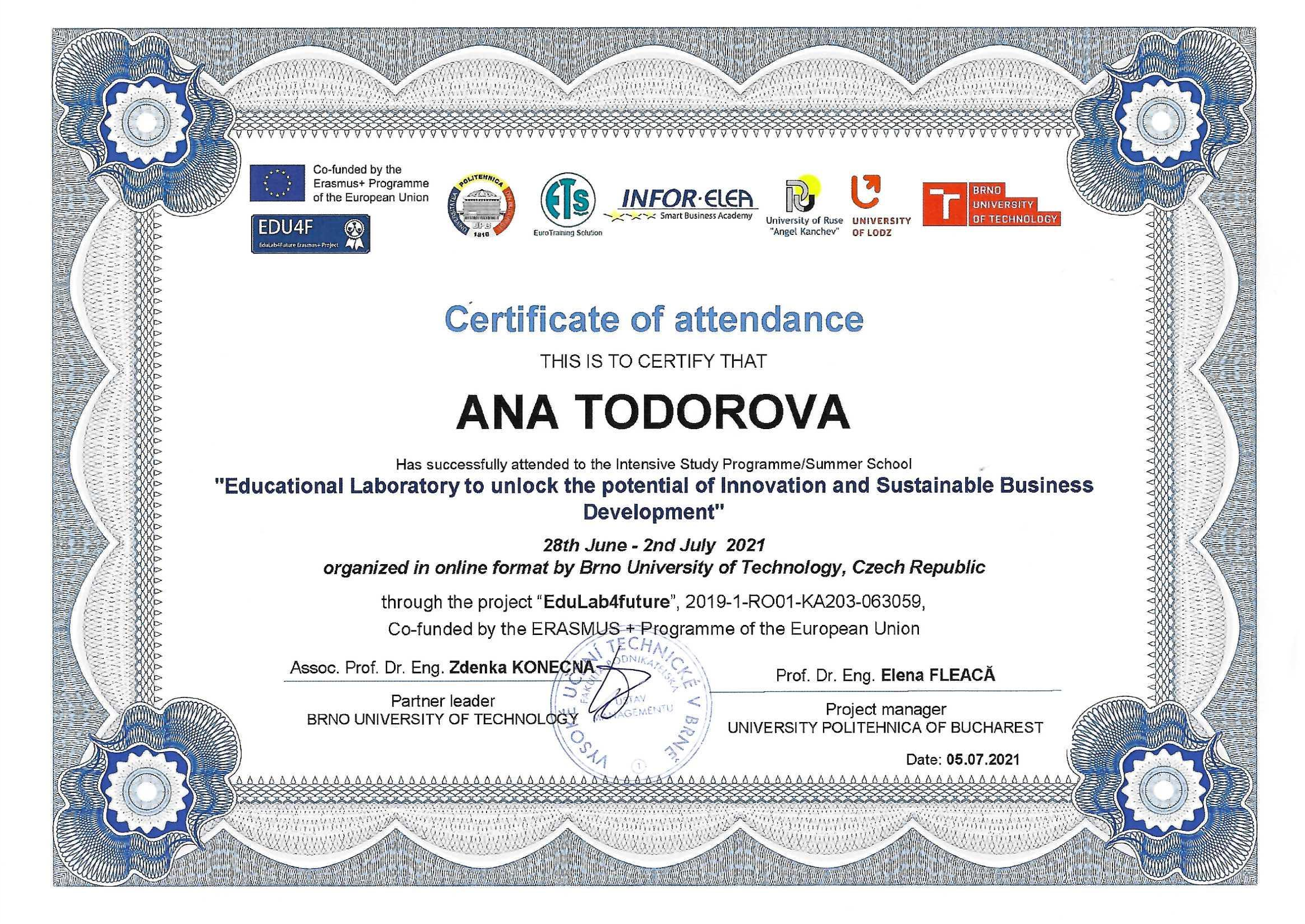 Educational Laboratory to unlock the potential of Innovation and Sustainable Business Development 2021 г.